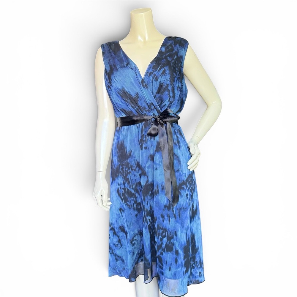 Roz & Ali Sleeveless Blue Flowy Dress 14 Whimsigoth